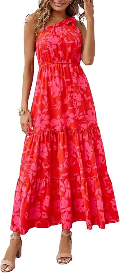 Summer Floral One Shoulder Maxi Dress