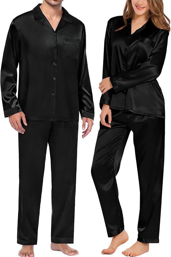 black satin pajama set 