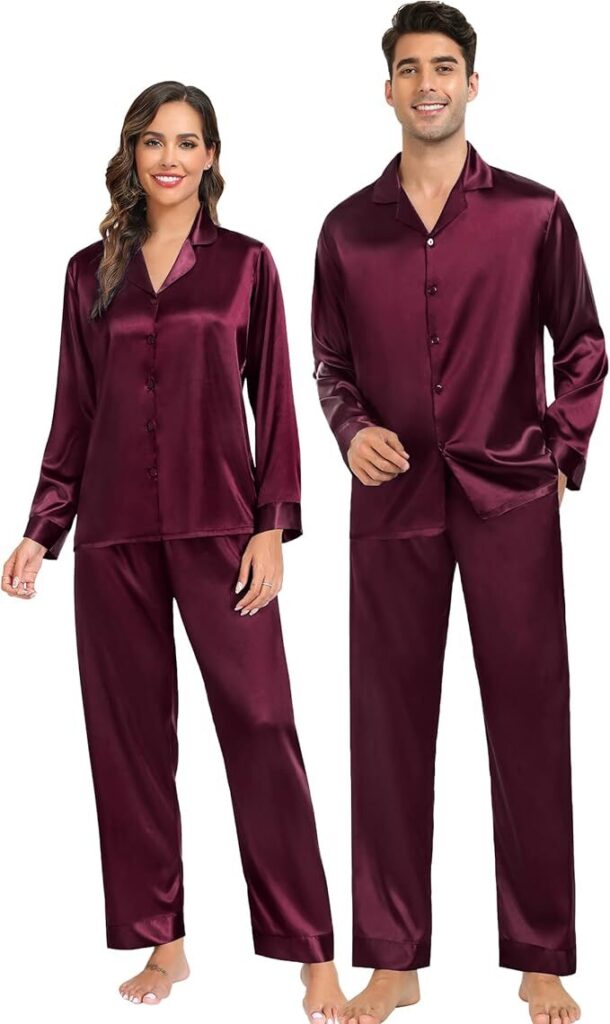 dark wine red satin pajama