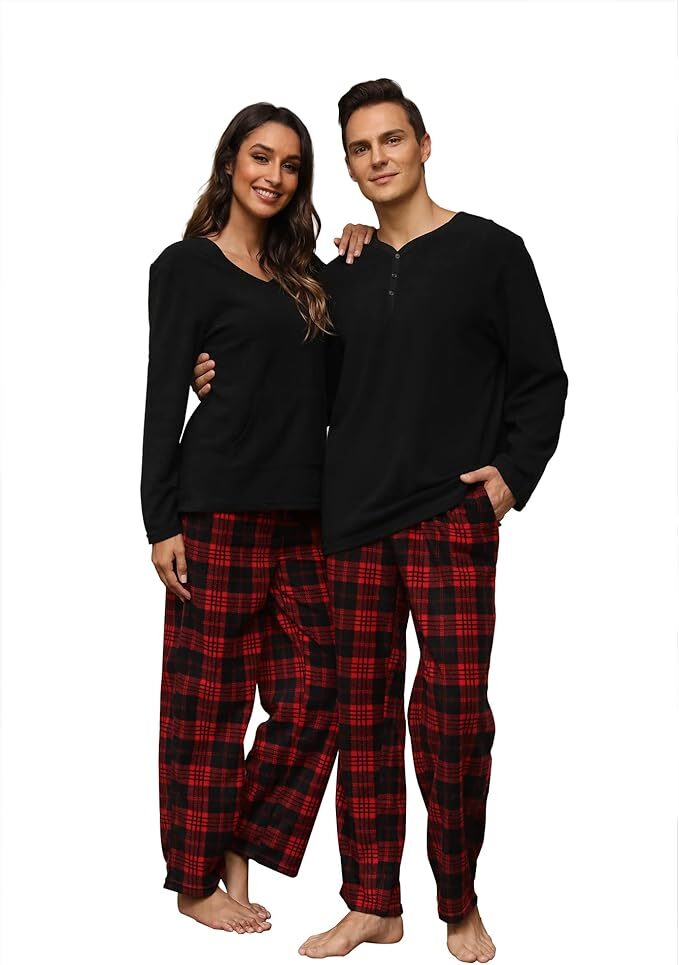 red-and-black plaid pajama set